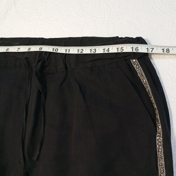 Zara Black Jogger Pants Size L With Side Rhinestone Detailing - Tencel Fabric - Picture 10 of 13